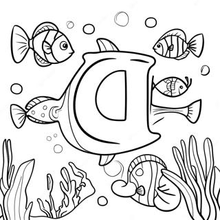 Underwater Scene with Letter U Coloring Page | Letter U coloring page