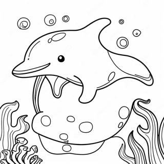 Realistic Dolphin Swimming in Ocean Coloring Page | Realistic Dolphin coloring page