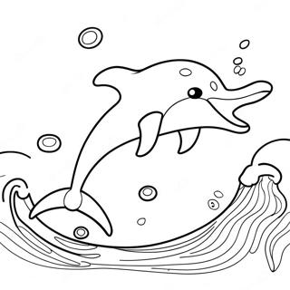 Playful Dolphin Jumping over Waves Coloring Page | Realistic Dolphin coloring page