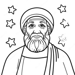 Abraham with Stars Coloring Page | Abraham coloring page