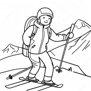 Adventurous Skiing Coloring Page | Skiing coloring page