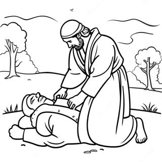 The Good Samaritan Helping the Injured Man Coloring Page | The Good Samaritan coloring page