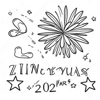 Festive New Years 2024 Fireworks Coloring Page | New Years 2024 coloring page