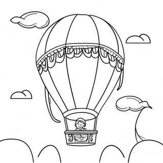 Colorful Hot Air Balloon Journey Coloring Page | Traveling coloring page