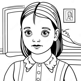Creepy Wednesday Addams Coloring Page | Wednesday Addams coloring page