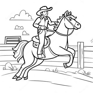Cowboy Riding a Bucking Bronco Coloring Page | Rodeo coloring page