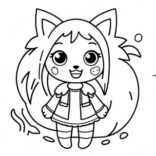 Gacha Life Wolfmädchen Abenteuer Ausmalbild | Gacha Life Wolf Mädchen Ausmalbild