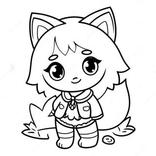 Niedliche Gacha Life Wolf Mädchen Ausmalbild | Gacha Life Wolf Mädchen Ausmalbild