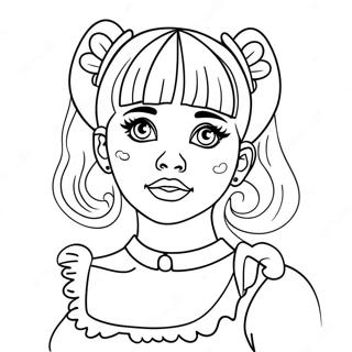 Melanie Martinez with Colorful Hair Coloring Page | Melanie Martinez coloring page
