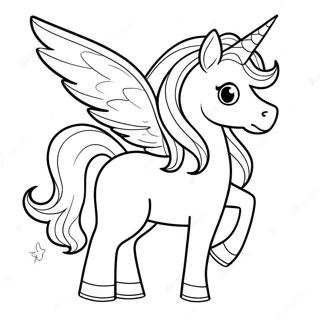 Unicorn with Colorful Wings Coloring Page | Unicorn with Wings coloring page