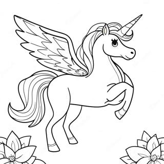 Majestic Unicorn with Sparkling Wings Coloring Page | Unicorn with Wings coloring page