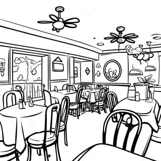 Cozy Family Restaurant Coloring Page | Restaurant coloring page
