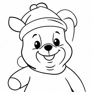 Glad Nalle Puh med Tomteluva Målarbild | Nalle Puh Jul målarbild