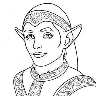 Realistic Elf Portrait Coloring Page