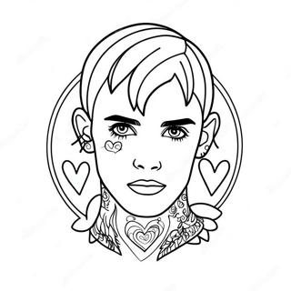 Lil Peep with Heart Tattoos Coloring Page | Lil Peep coloring page