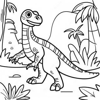 Velociraptor in Jungle Coloring Page | Velociraptor coloring page