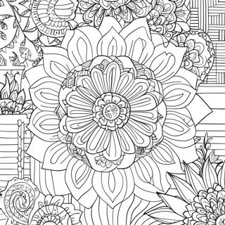 Invecklad Avkopplande Blomdesign Målarbild | Avkoppling Blomma för Vuxna målarbild