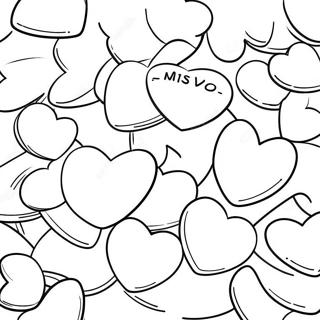 Conversation Hearts Coloring Page | Conversation Hearts coloring page