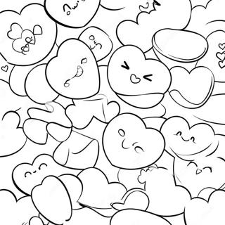 Cute Conversation Hearts Coloring Page | Conversation Hearts coloring page