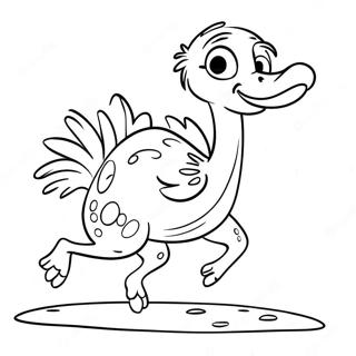 Funny Ostrich Running Coloring Page | Ostrich coloring page