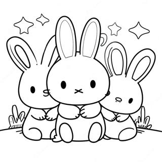 Miffy with Friends Coloring Page | Miffy coloring page