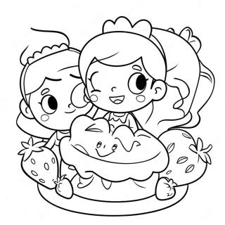 Strawberry Shortcake with Friends Coloring Page | Old Original Strawberry Shortcake coloring page