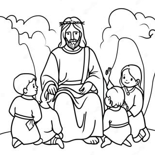 Jesus with Children Coloring Page | Christian coloring page