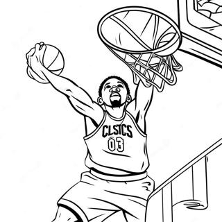 Celtics Basketball Player Dunking Coloring Page | Celtics coloring page