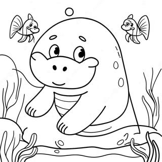 Happy Manatee with a Big Smile Coloring Page | Manatee coloring page
