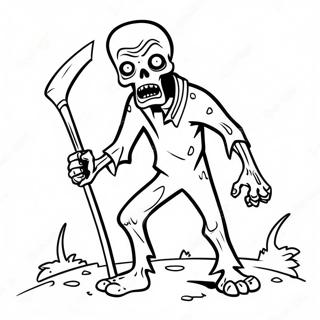 Creepy Zombie with a Scythe Coloring Page | Zombies 2 coloring page