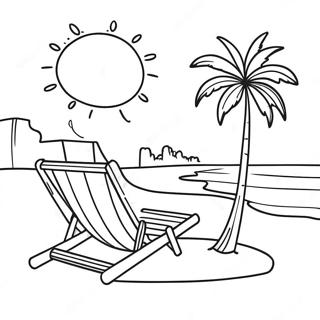 Sunny Beach Day Coloring Page | Realistic Beach coloring page