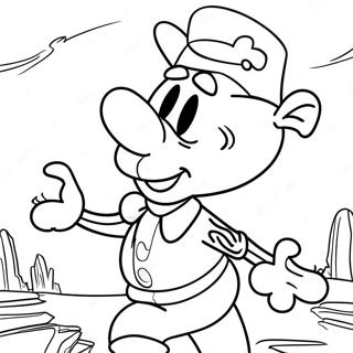 Eustace Bagge Scaring Courage Coloring Page | Courage the Cowardly Dog coloring page