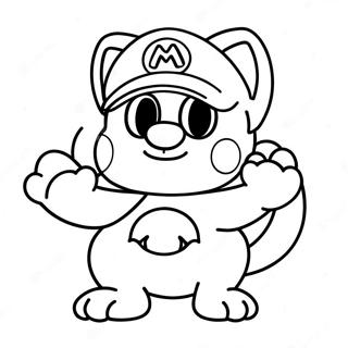 Adventurous Cat Mario Coloring Page | Cat Mario coloring page