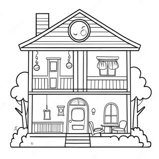 Colorful Toca Boca Doll House Coloring Page | Paper Doll House Toca Boca coloring page