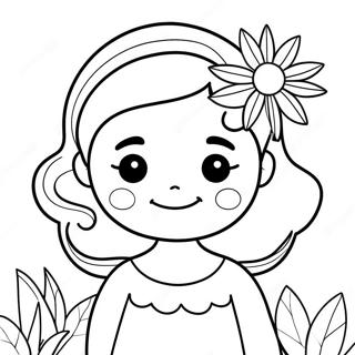 Cute Megan with Flowers Coloring Page | Megan coloring page