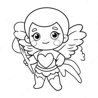 Cute Cupid with Heart Arrows Coloring Page | Cupid coloring page