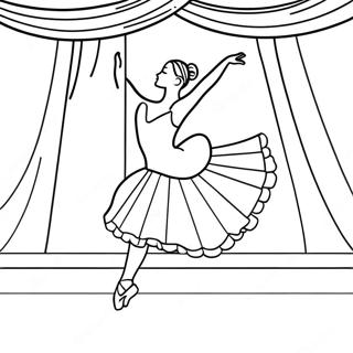 Graceful Ballerina Dancing on Stage Coloring Page | Realistic Ballerina coloring page