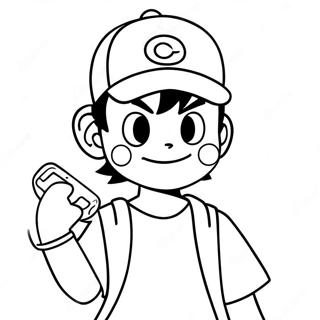 Ash Ketchum with Pikachu Coloring Page | Ash Pokemon coloring page