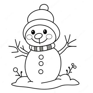 Cute January Snowman Coloring Page | Cute January coloring page
