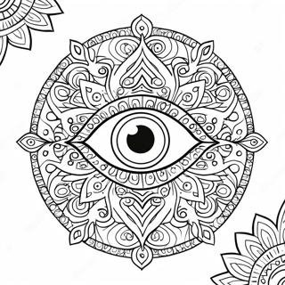Decorative Evil Eye Mandala Coloring Page | Evil Eye coloring page
