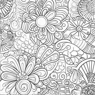 70s Retro Patterns Coloring Page | 70s coloring page