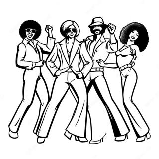 70s Funky Disco Dancers Coloring Page | 70s coloring page