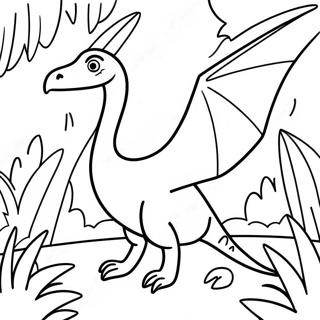 Colorful Pterodactyl in a Jungle Coloring Page | Pterodactyl coloring page