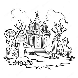 Disney Haunted Mansion Spooky Graveyard Coloring Page | Disney Haunted Mansion coloring page