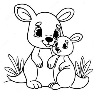 Cute Kangaroo with Baby Coloring Page | Kangaroo coloring page