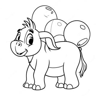 Eeyore with Colorful Balloons Coloring Page | Eeyore coloring page
