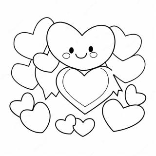 Cute Anniversary Hearts Coloring Page | Happy Anniversary coloring page