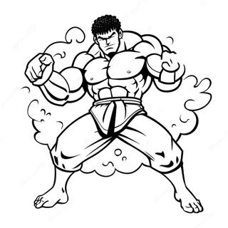 Baki the Grappler Action Scene Coloring Page | Baki coloring page