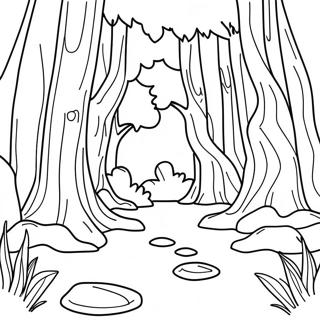 Mysterious Dark Forest Coloring Page | Dark Fantasy for Adults coloring page