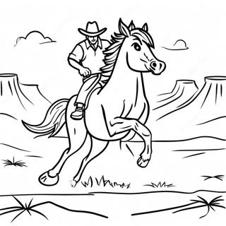 Wild Bronco Running Through the Desert Coloring Page | Bronco coloring page